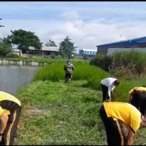 Kapolsek Krian Bersama Perangkat Desa Ponokawan Gelar Kerja Bakti Buka Lahan untuk Budidaya Jagung