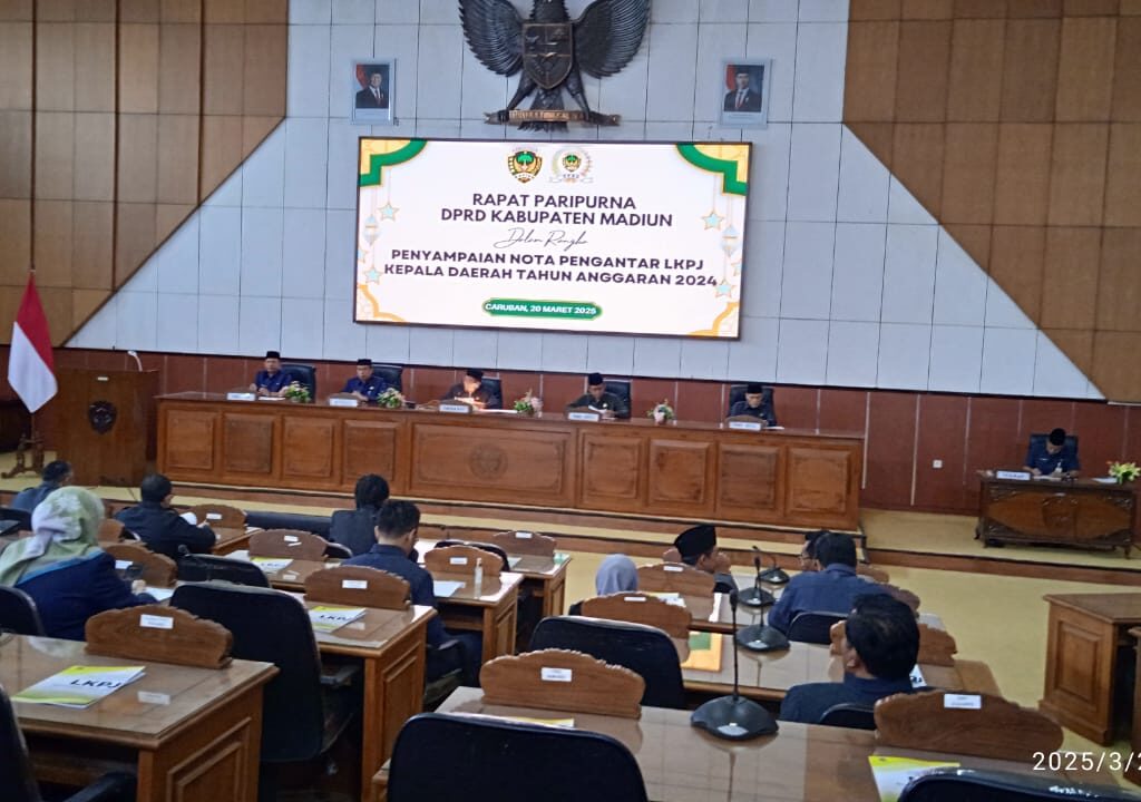 DPRD Kabupaten Madiun Menggelar Rapat Paripurna Dengan Agenda Penyampaian Nota Pengantar Laporan Keterangan Pertanggungjawaban Kepala Daerah Tahun Anggaran 2024