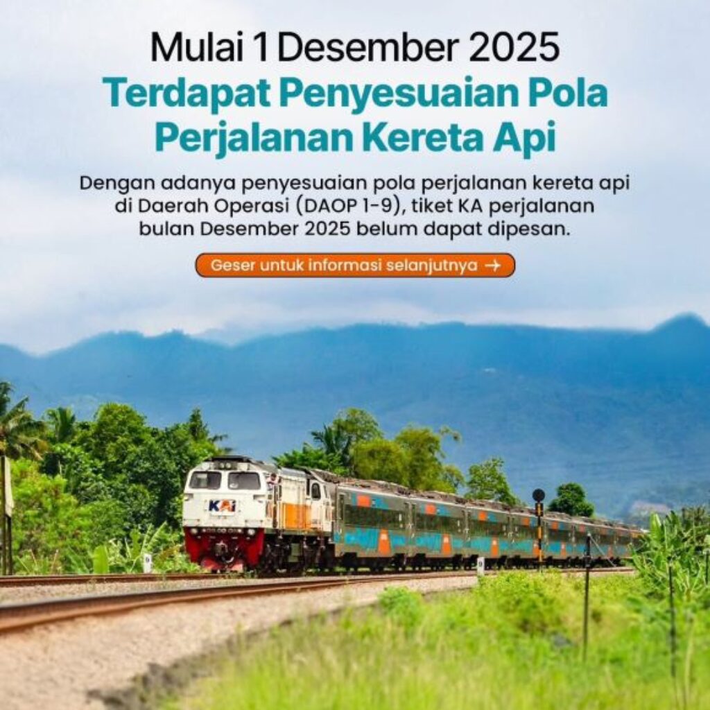 Mulai 1 Desember 2025, KAI Daop 7 Madiun Lakukan Penyesuaian Jadwal dan Pola Perjalanan KA