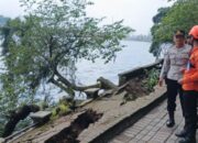 Talud Telaga Sarangan Magetan Amblas, Polisi dan BPBD Gerak Cepat Evakuasi Korban serta 7 Motor Tercebur ke Danau