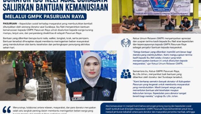 Donatur Ibu Neli Asal Surabaya Salurkan Bantuan Kemanusiaan Melalui GMPK Pasuruan Raya
