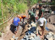 Jembatan Selesai Dicor, Kini Giliran Talud Jalan Dikebut di TMMD Bulu Lor