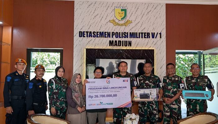 KAI Daop 7 Madiun Salurkan Bantuan TJSL Senilai Rp26,7 Juta untuk Denpom V/I Madiun