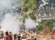 Warga RW 01 Desa Karangjati Bersihkan Sisa Pohon Asam Terbakar dan Tumbang di Area Pemakaman