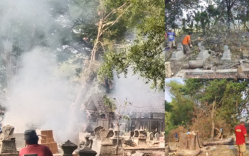 Warga RW 01 Desa Karangjati Bersihkan Sisa Pohon Asam Terbakar dan Tumbang di Area Pemakaman